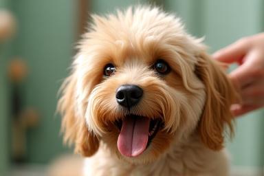 Dog during full-service grooming