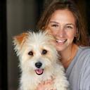 Sarah Mason with her happy terrier